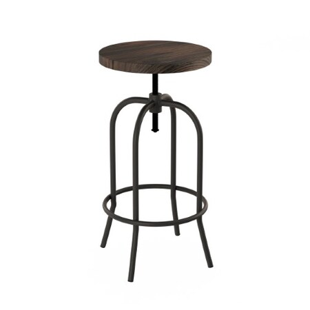 Hastings Home Swivel Bar Stool, Adjustable Backless, Counter Height Kitchen, Metal with Elm Wood, Accent Furniture 827460JOY